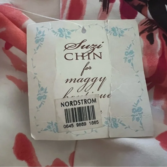 New Suzi Chin for Maggy Boutique Floral water color Dress Size 6 Petite New BB - Picture 11 of 12